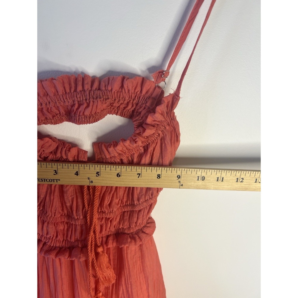 Coral Midi Tiered Open Back Boho Beach Party Dress Women‎ M Indie Festival - Picture 13 of 13